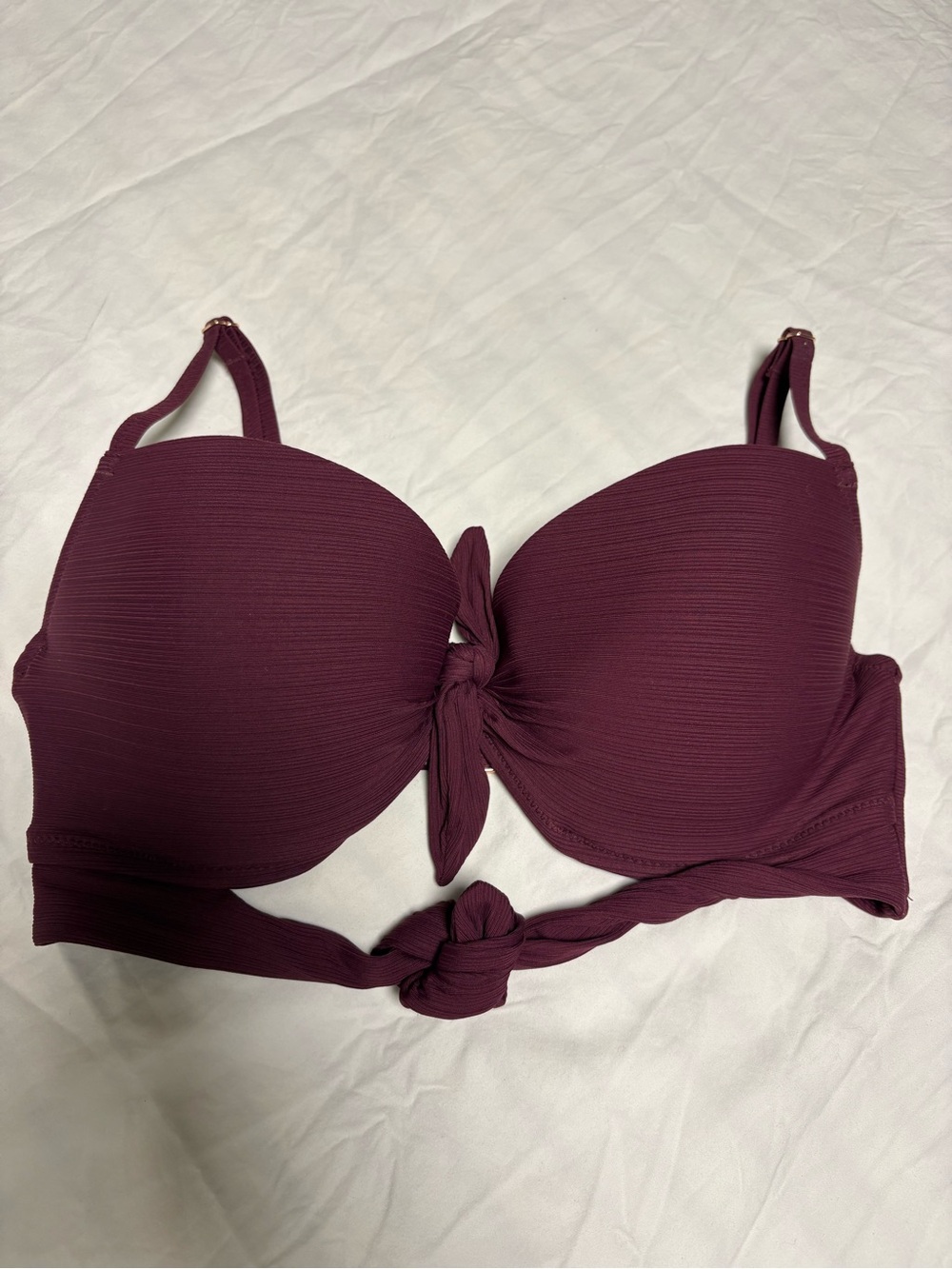 Shade & Shore Knot-Front Bandeau Bra Top in Deep Berry